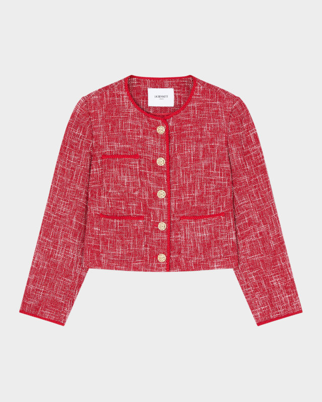 Alexa Button-Down Tweed Jacket